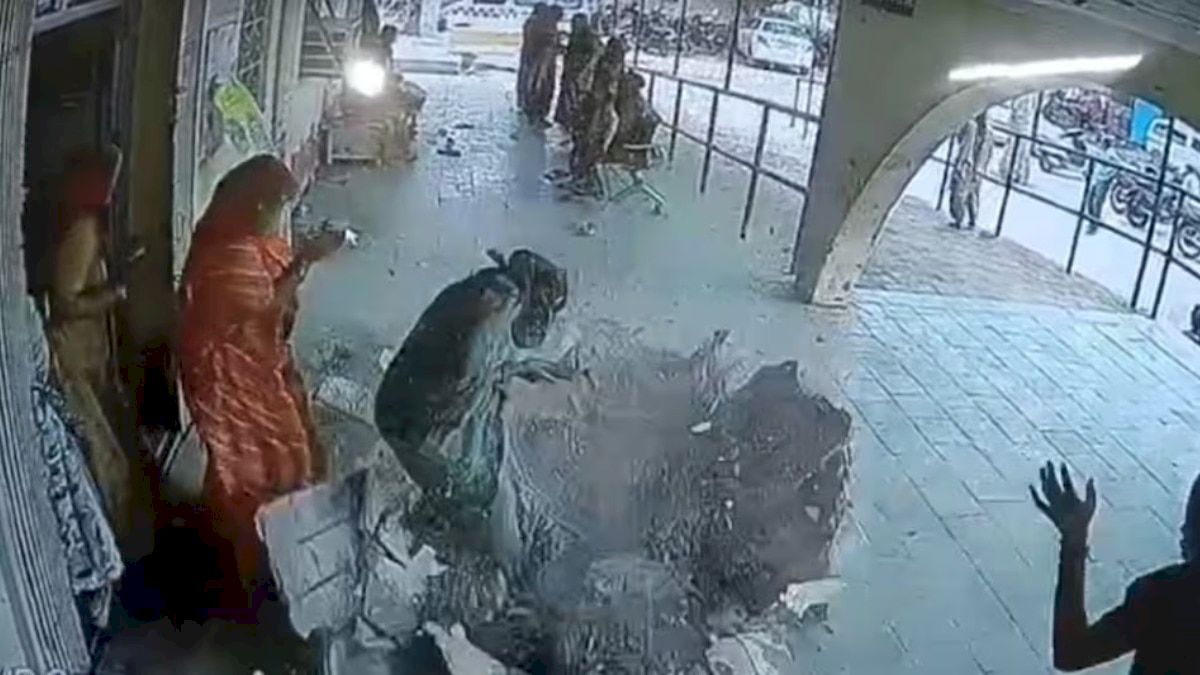 Entrance canopy at Rajasthan hospital collapses on woman, CCTV records incident