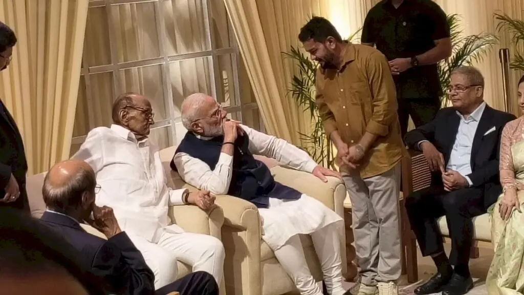Modi, Pawar, Shah share frame at Sule wedding reception