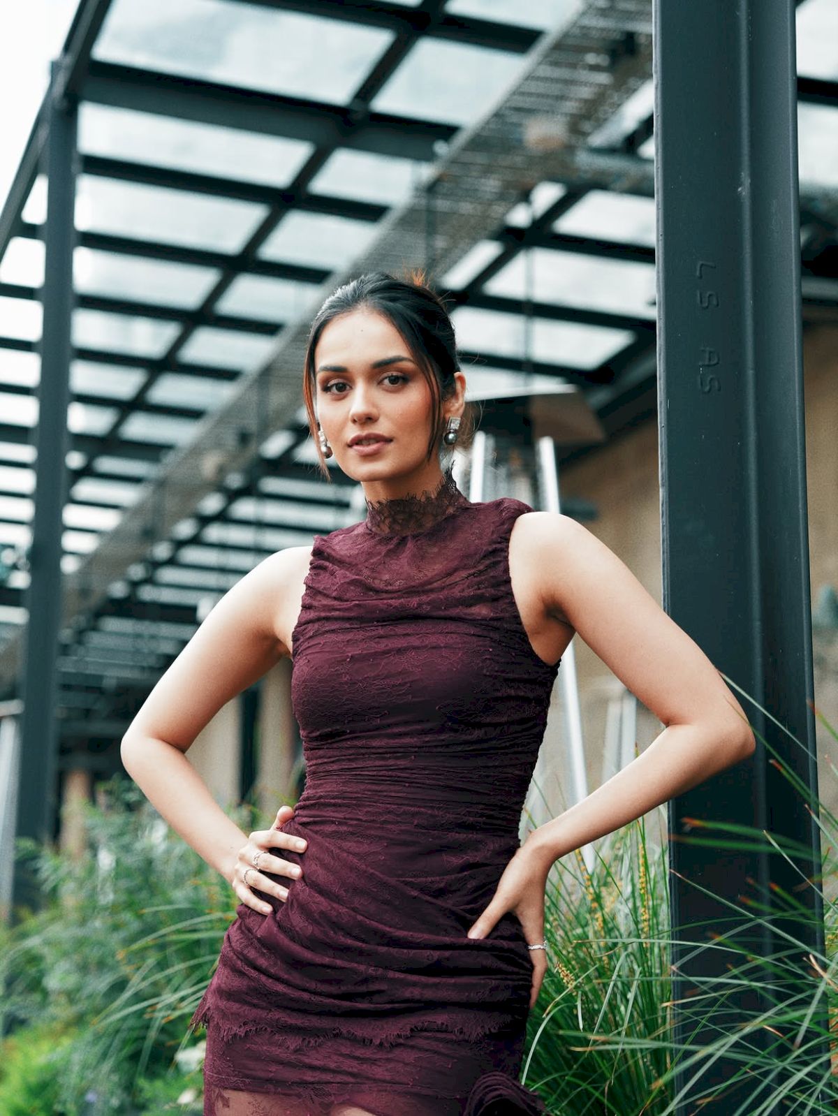 Manushi Chhillar stuns in burgundy bodycon dress