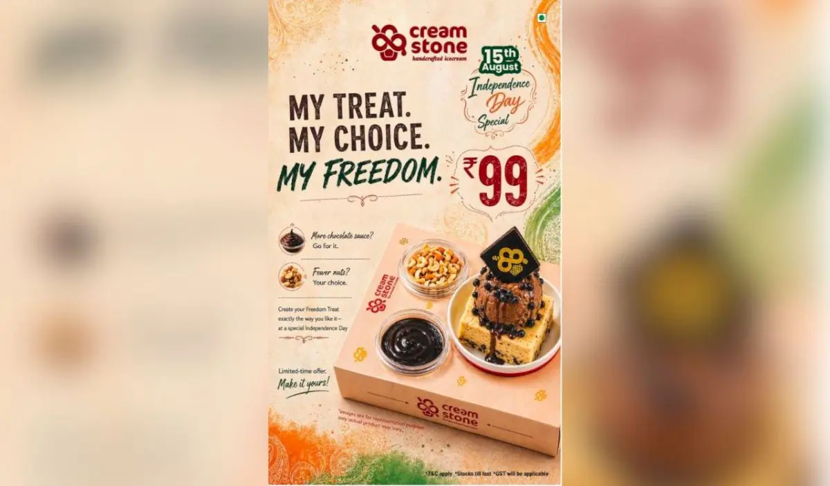 Cream Stone offers Rs 99 Freedom Treat on August 15