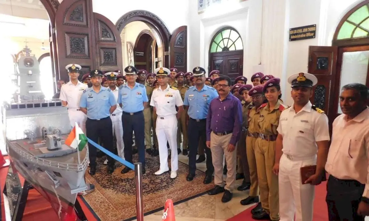 INS Dunagiri model presented to Sainik School Korukonda