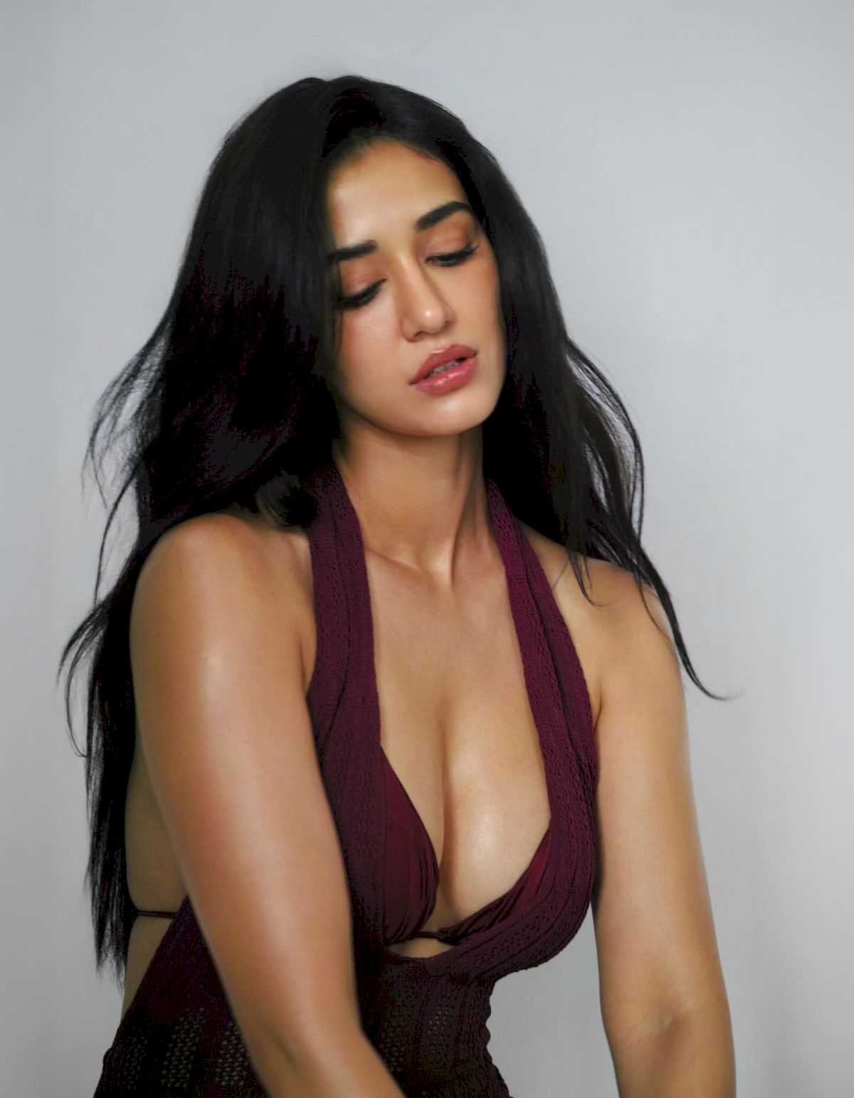 Disha Patani features in deep wine halter-neck photoshoot
