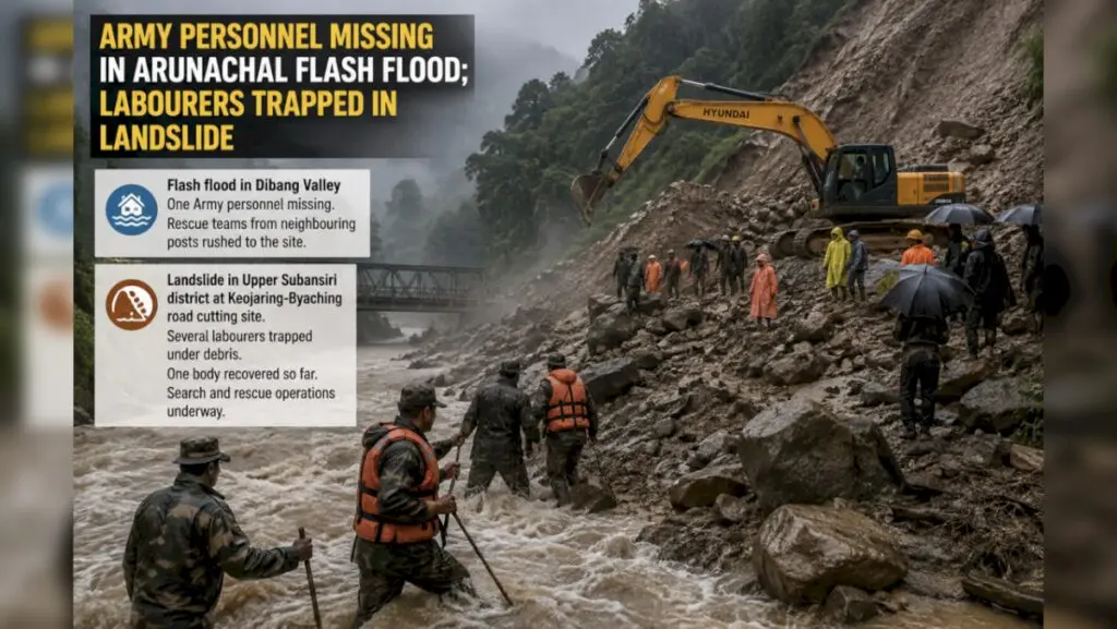 Army personnel missing after Arunachal flash flood; landslide traps labourers