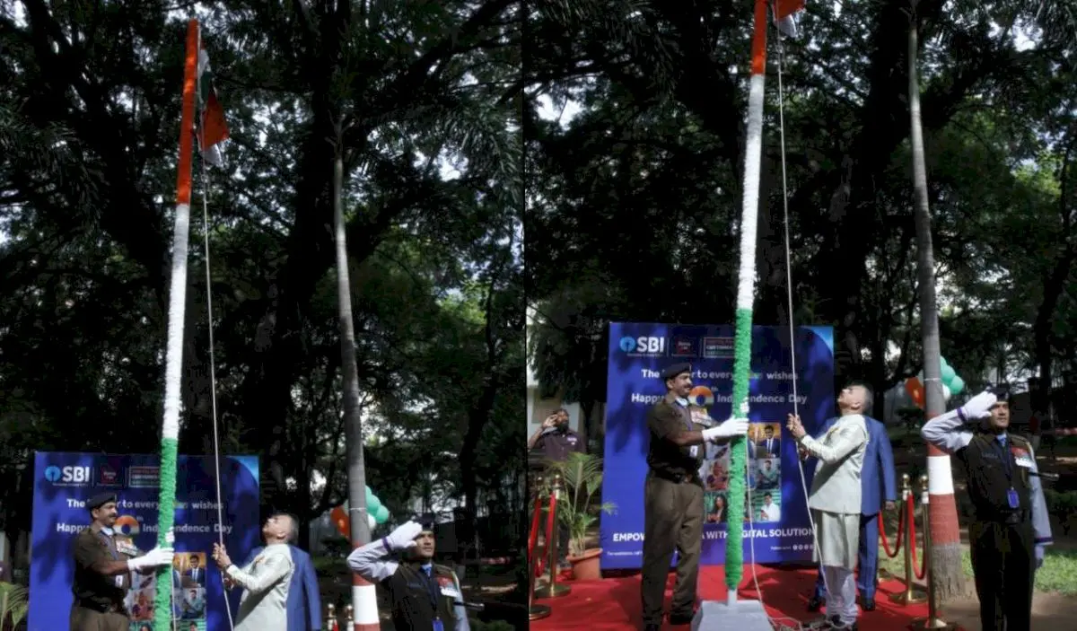 SBI Hyderabad CGM hoists Tricolour on 80th Independence Day