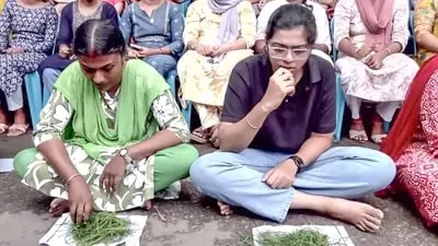 Kerala teacher rank holders eat grass in 34-day protest