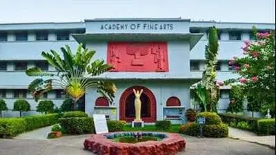 BJP workers repaint Kolkata art academy ticket counter saffron