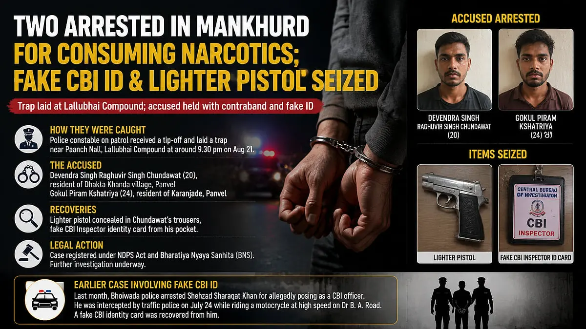 Mankhurd police arrest two men with fake CBI ID, lighter pistol