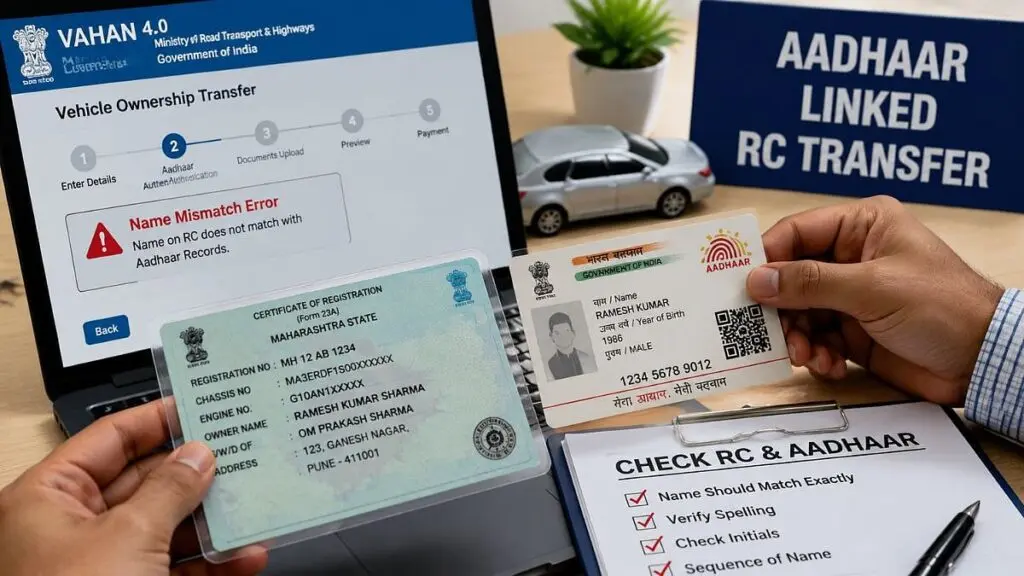 Aadhaar-RC name mismatch blocks vehicle transfers in Maharashtra