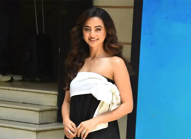 Helly Shah wears strapless black bow dress for Chumbak promotions