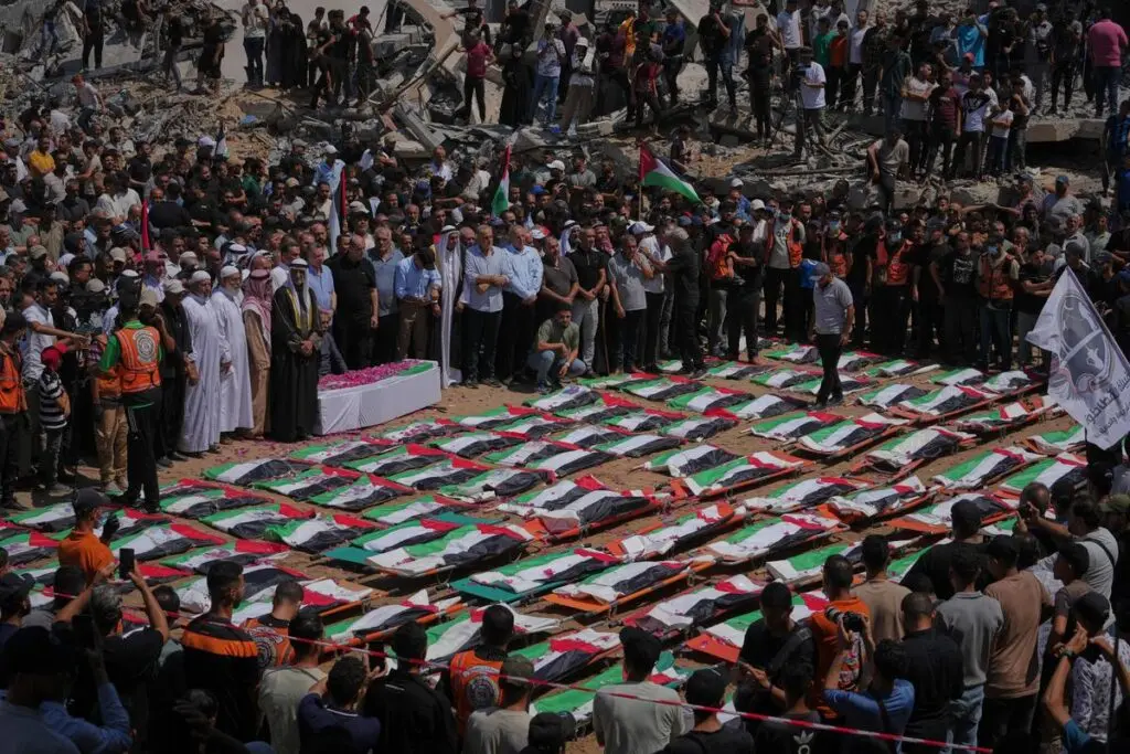 Gaza funeral held for 112 bodies recovered from 2023 strike