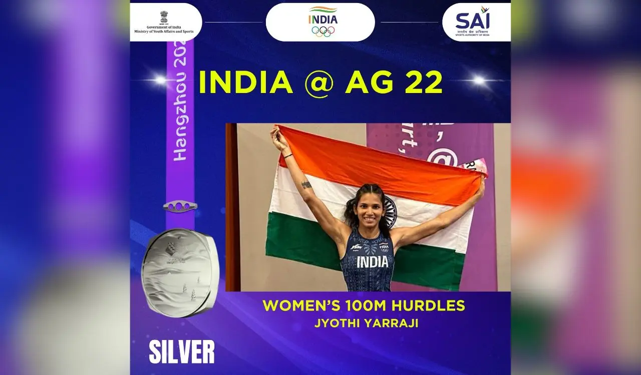 Jyothi Yarraji wins bronze, books Asian Games spot with 13.24s