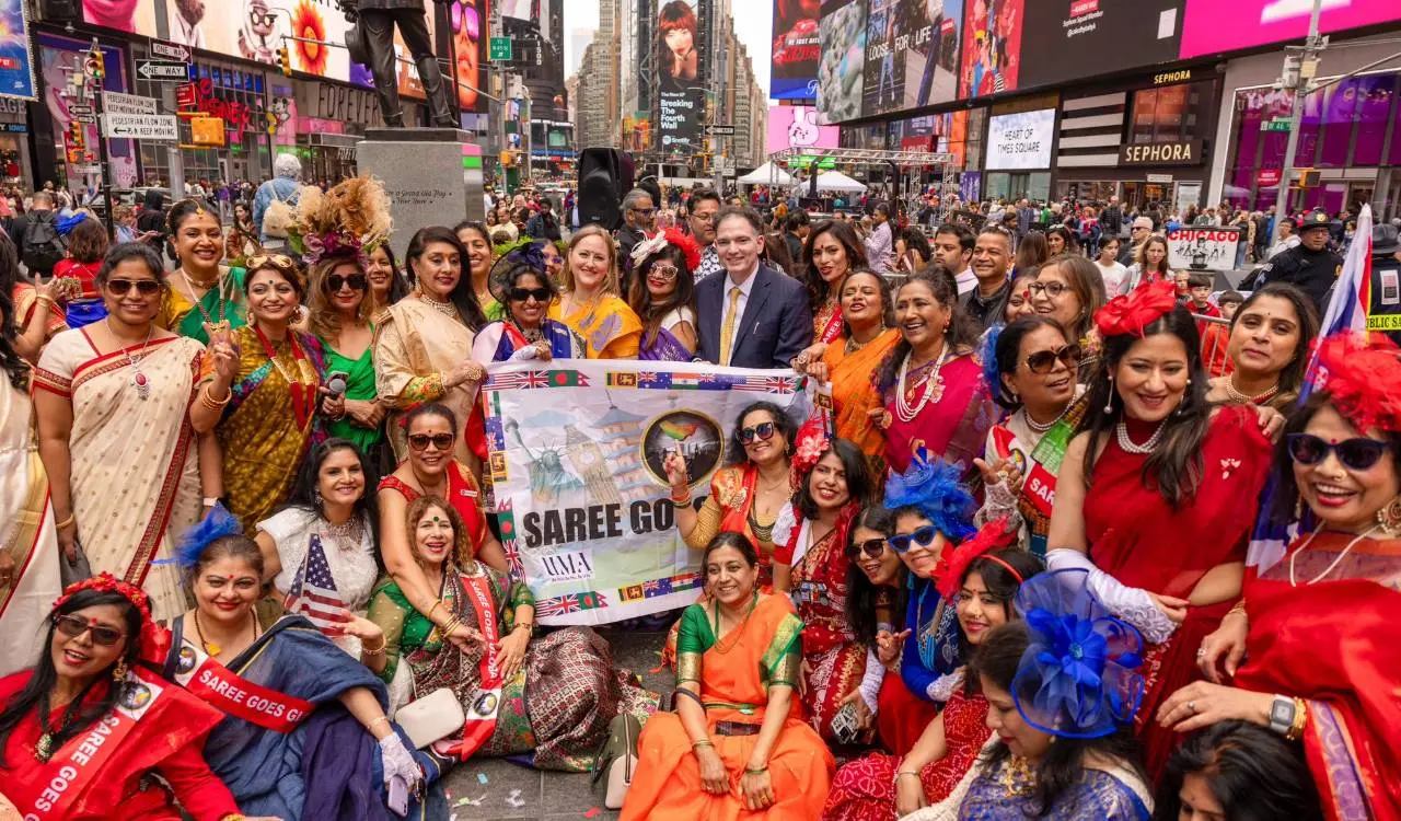 Indian sarees dazzle Times Square at Saree Goes Global event