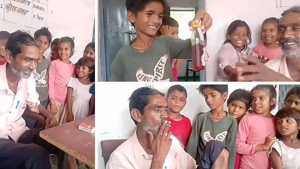 Drunk teacher smokes beedi with students in MP's Sheopur school