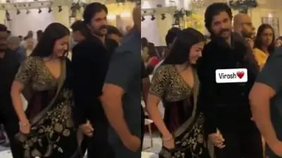 Rashmika Mandanna makes first public appearance after hip injury at Hyderabad engagement