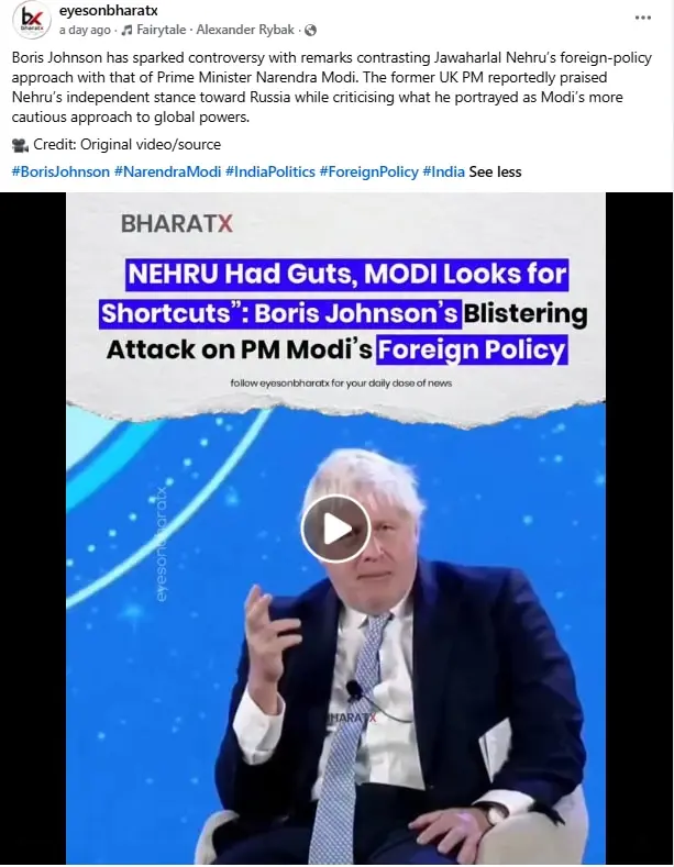 Boris Johnson did not criticise Modi, fact-check finds