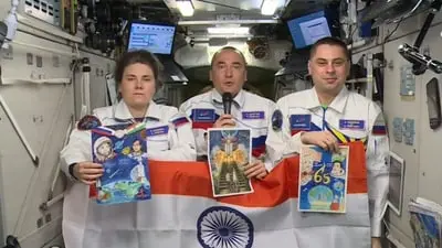 Russian cosmonauts wave Tricolour aboard ISS for India's 80th I-Day