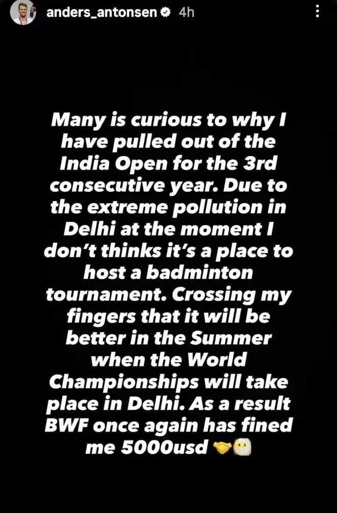 Antonsen unhappy India Open stays in Delhi's February slot