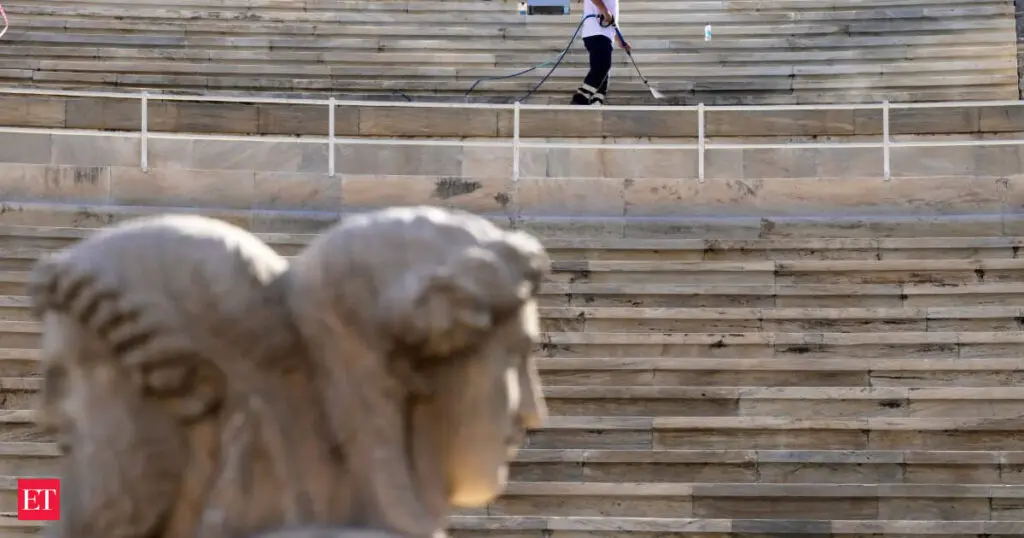 Athens' marble stadium gets first cleaning in over a century