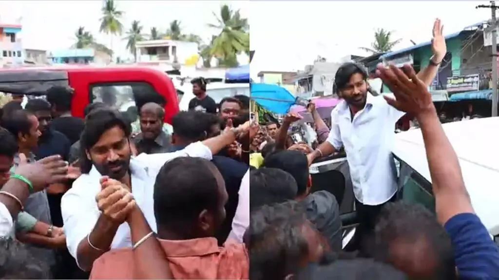 Dhanush spotted with fans during Om shoot in Jawadhu Hills