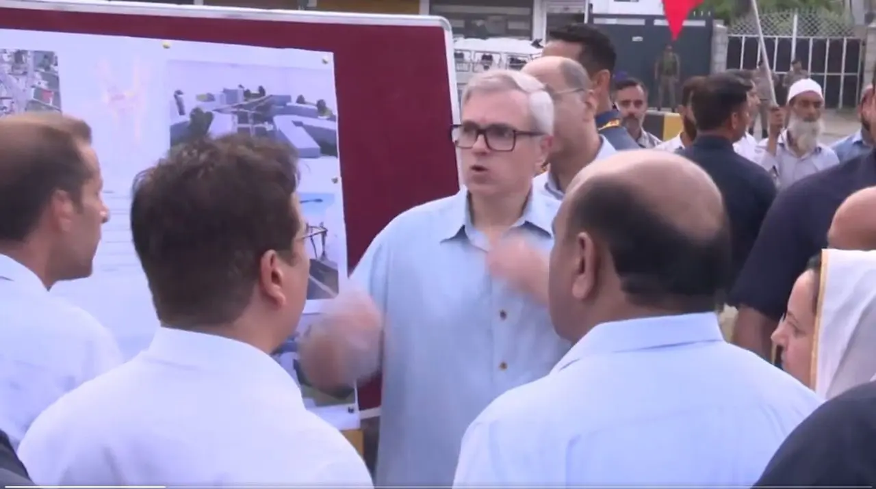 Omar inspects Srinagar development, challenges BJP on corruption
