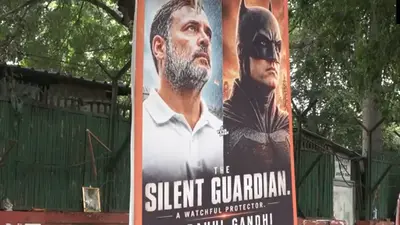 Rahul Gandhi portrayed as 'real-life Batman' in posters outside Congress HQ