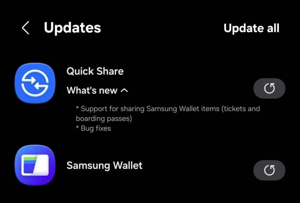 Samsung lets you share Wallet items via Quick Share