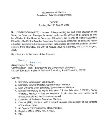 Manipur shuts all schools, colleges for 3 days amid NRC protests