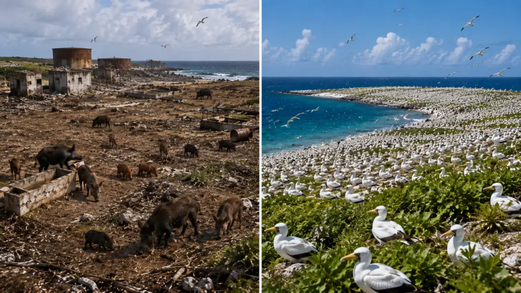 Removing 58 pigs revived Clipperton Island’s seabird colony