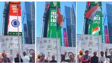 Tricolour hoisted in Houston, New York for 80th Independence Day
