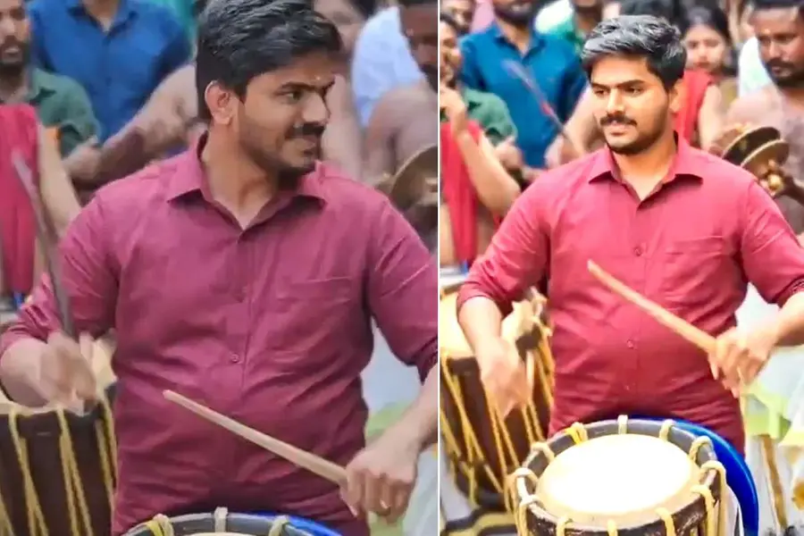 Kerala magistrate leads chenda drumming at court Onam fest