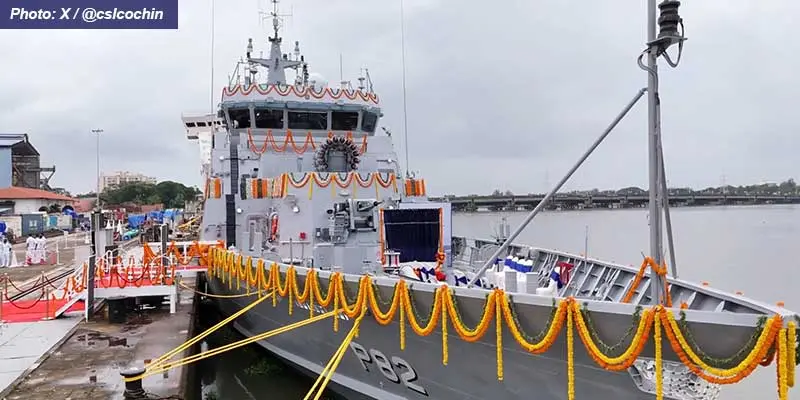 Cochin Shipyard delivers INS Mangrol to Indian Navy