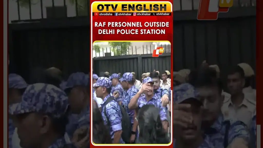RAF Personnel Arrive Outside Delhi Police Station