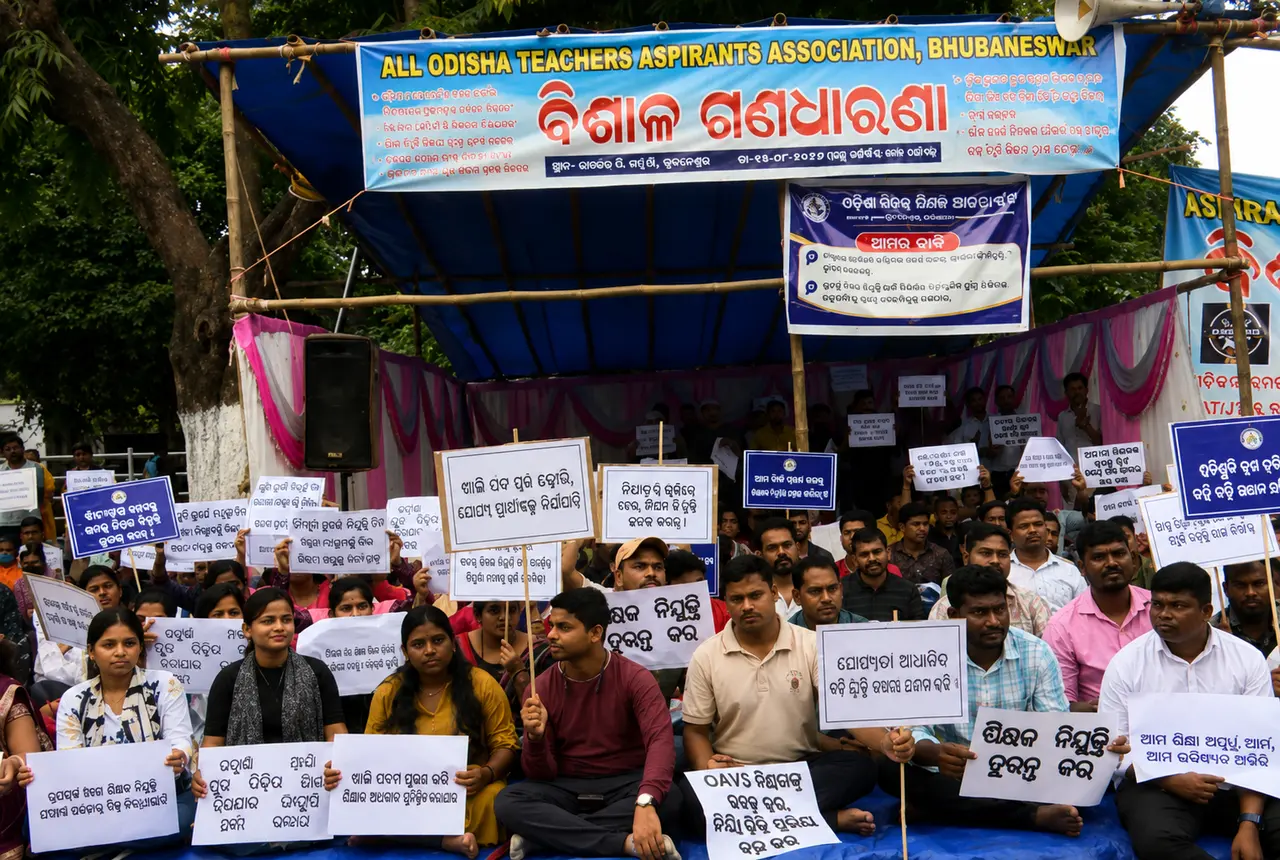 Odisha teacher aspirants protest in Bhubaneswar over vacancies