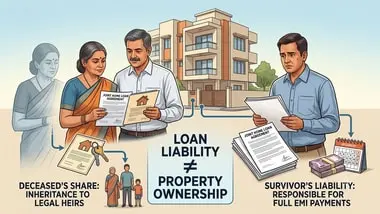 Joint home loan co-borrower death: survivor liable for EMI, not full ownership