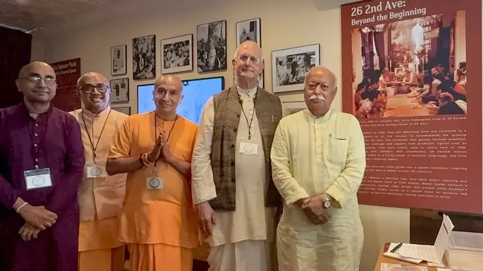 RSS chief Bhagwat visits New York ISKCON temple, meets diaspora
