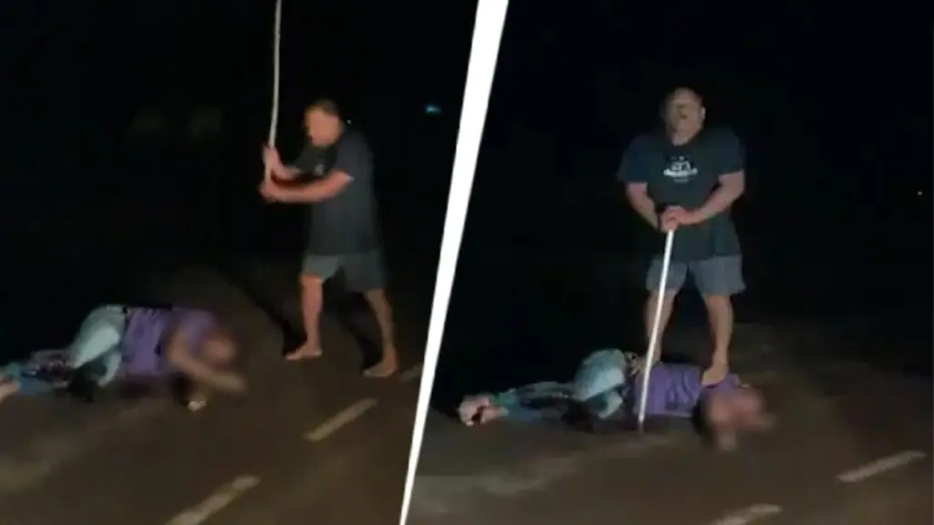 Karnataka man attacked with iron rod on Shivamogga road, video viral
