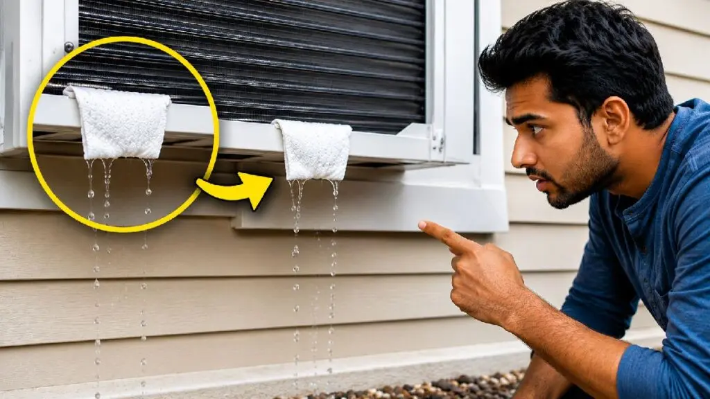 Tissue paper trick for window AC water clogging