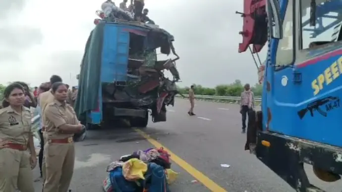 Three killed as truck hits bus on Purvanchal Expressway