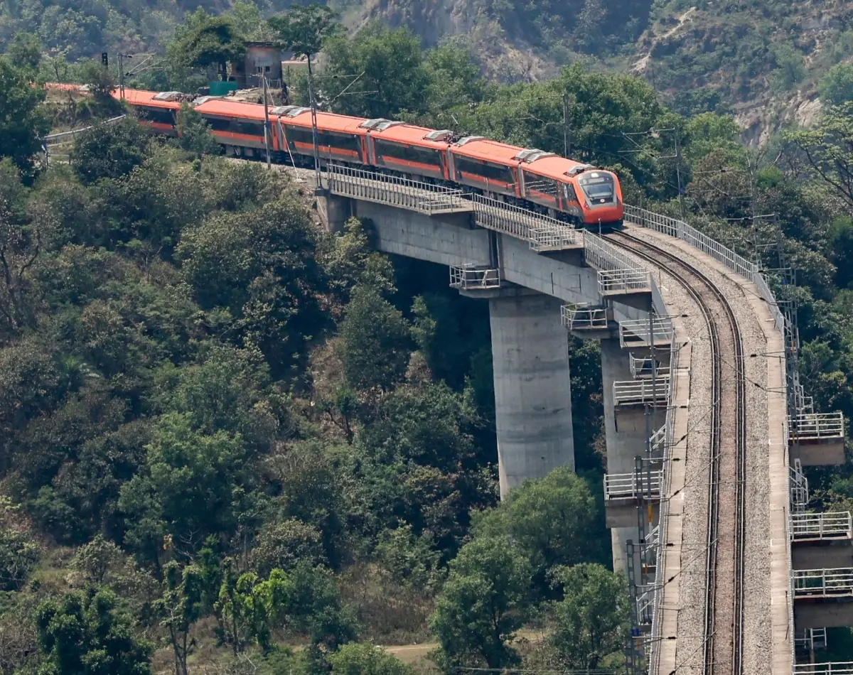 Vande Bharat train runs on world's highest railway bridge
