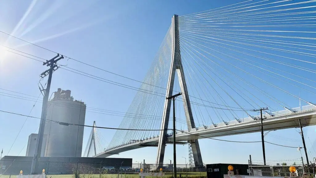 North America's longest cable-stayed bridge opens linking Canada and US