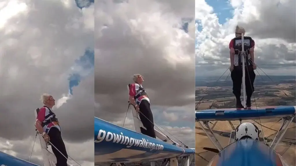 97-year-old Betty Bromage breaks own world record as oldest wing walker