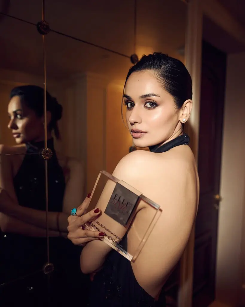Manushi Chhillar poses in stunning black backless gown for ELLE