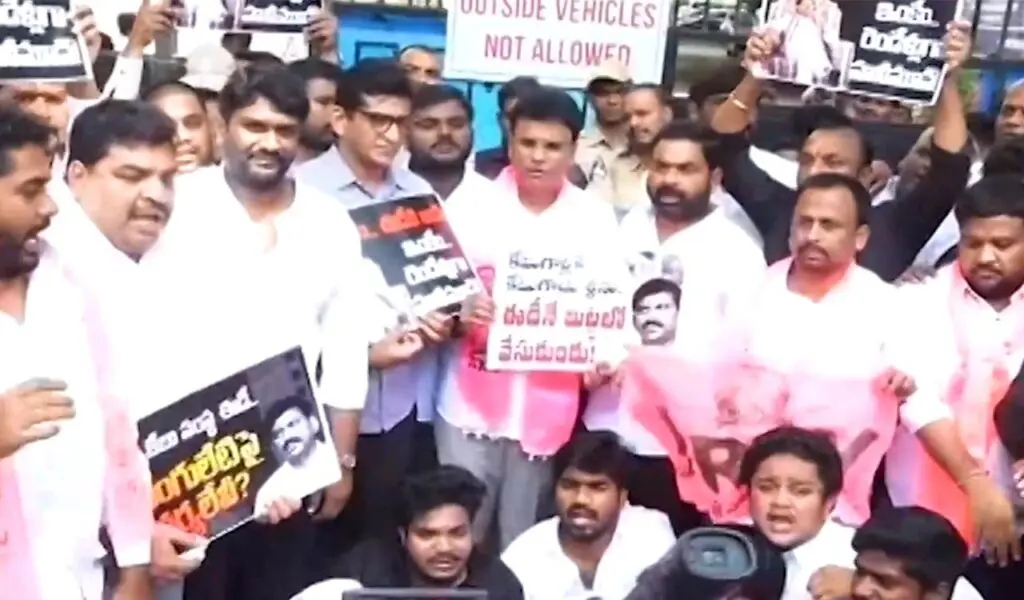 BRS protests at ED office, demands update on Ponguleti case