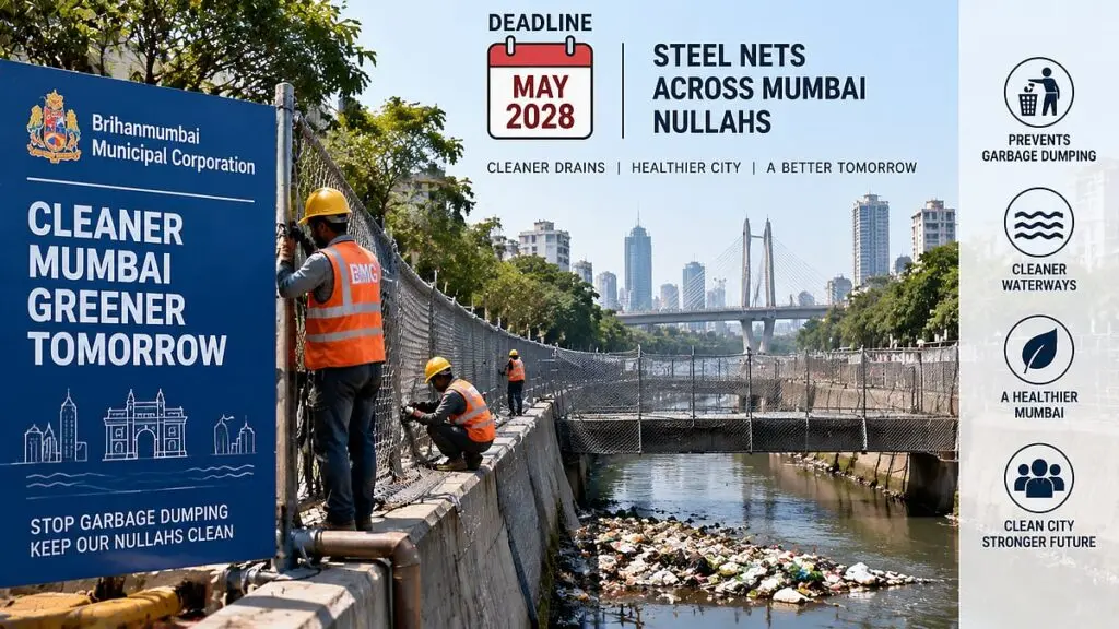 BMC sets May 2028 deadline for steel nets across Mumbai nullahs