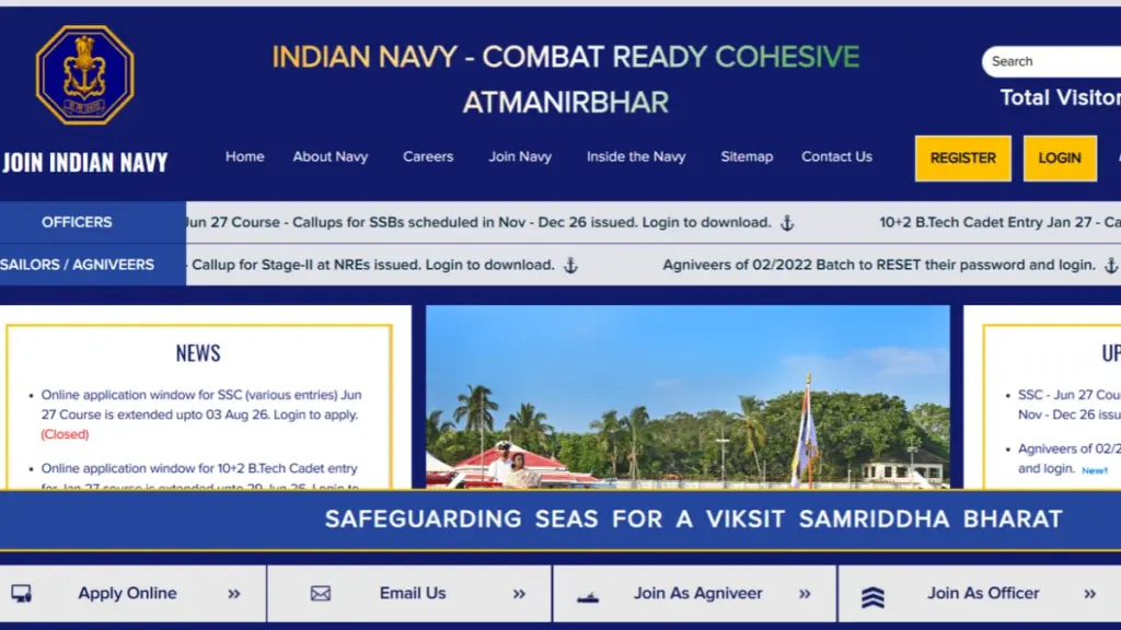 Indian Navy opens sports quota recruitment for 2026 batch