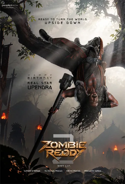 Upendra's wild inverted first look out on his birthday for Zombie Reddy 2