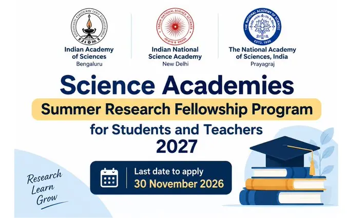 Indian science academies open Summer Research Fellowship 2027 applications