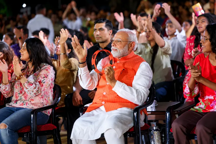 PM Modi plays khanjari at Gen-Z bhajan clubbing event in Delhi