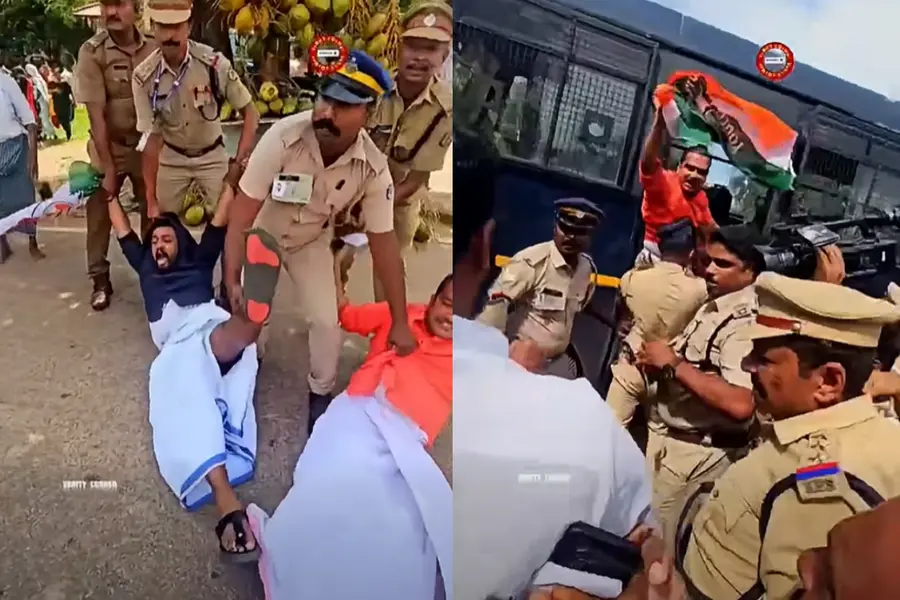 Youth Congress black-flag protest greets Amit Shah in Kollam