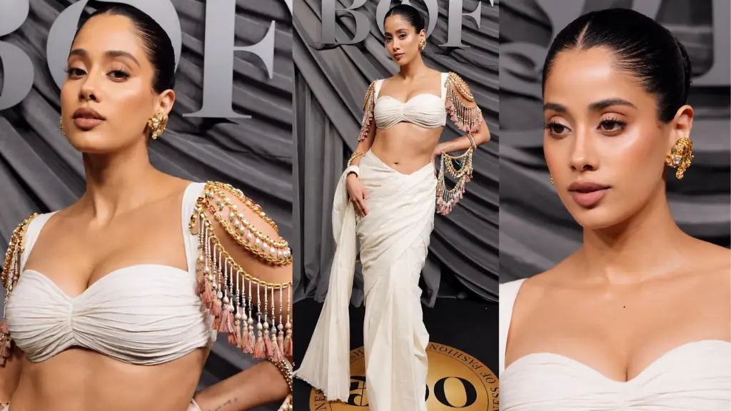 Janhvi Kapoor wears bejewelled Pankaj S Heritage in Paris